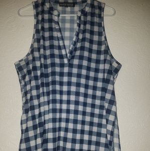 Almost Famous Checkered Blue and White Tank Top